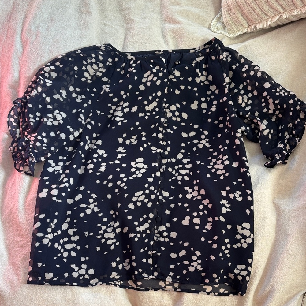 Madewell Navy and Cream Blouse